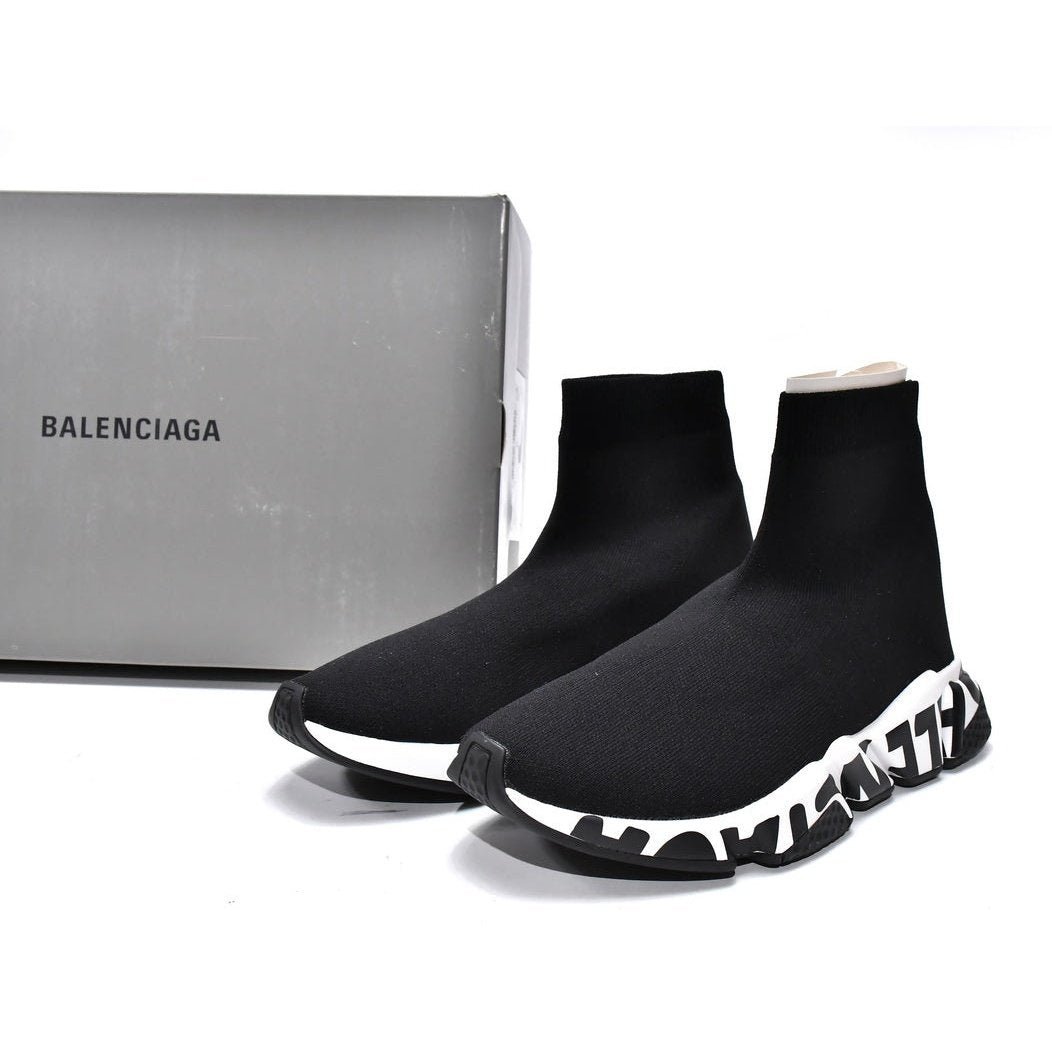 balenciaga speed graffiti trainer x black white balenciaga speed graffiti trainer x black white