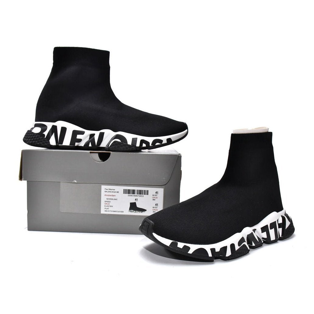 balenciaga speed graffiti trainer x black white balenciaga speed graffiti trainer x black white