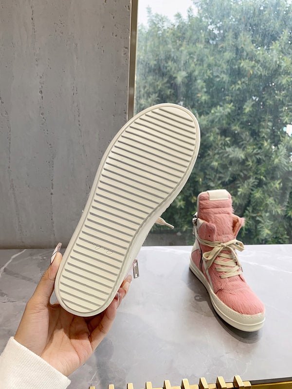 rick owens geobasket sneakers pink pony hair rick owens geobasket sneakers pink pony hair