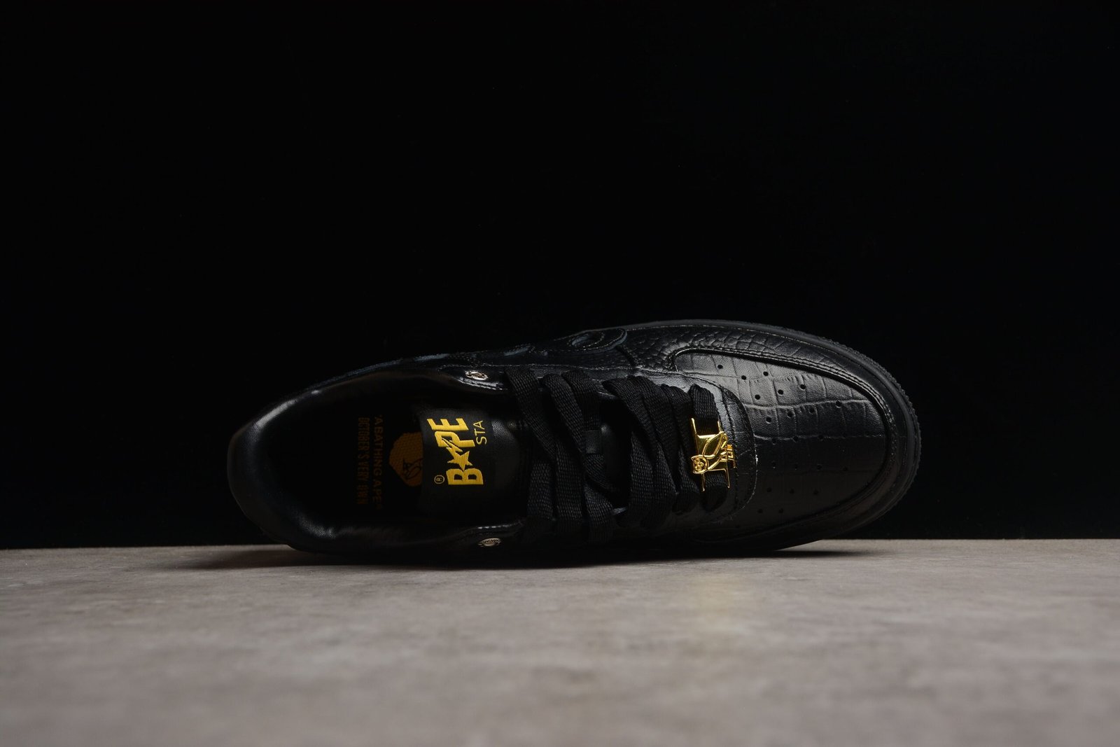 bape sta low top black croc embossed sneakers bape sta low top black croc embossed sneakers