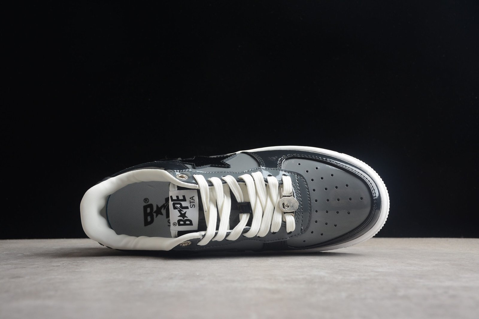 bape sta black patent leather low top sneakers bape sta black patent leather low top sneakers