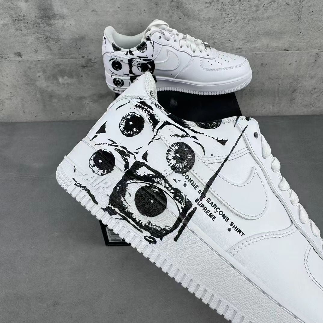 nike air force 1 '07 in white/black with six eyes: arachnid icon nike air force 1 '07 in white/black with six eyes: arachnid icon
