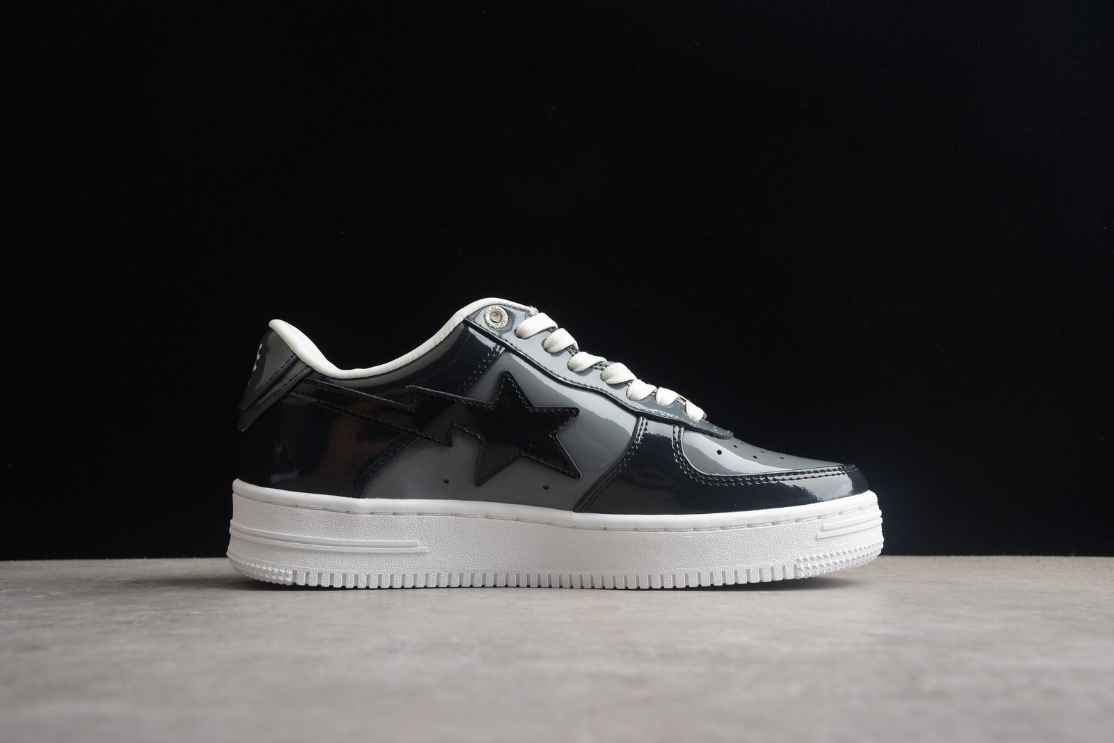 bape sta black patent leather low top sneakers bape sta black patent leather low top sneakers