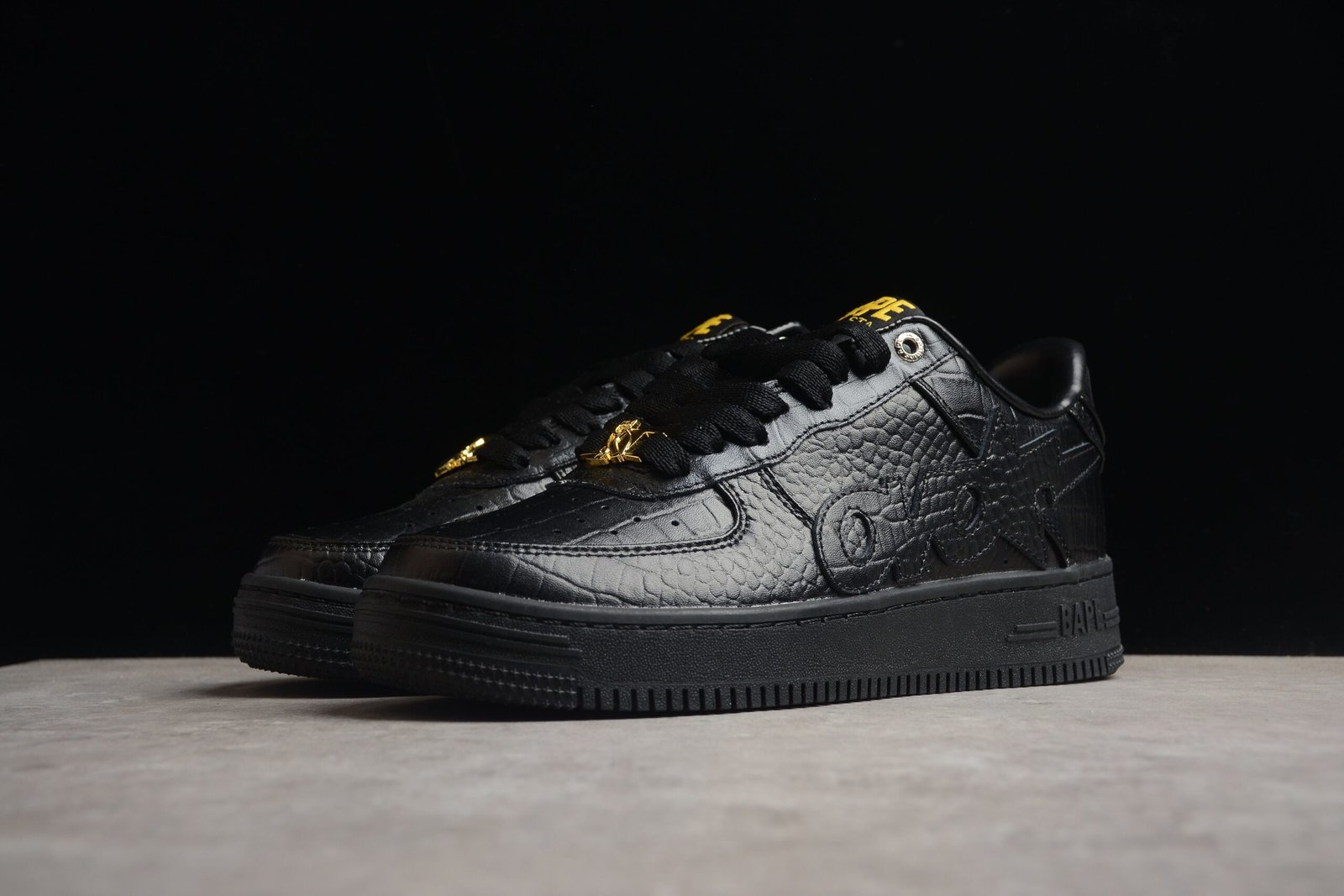 bape sta low top black croc embossed sneakers bape sta low top black croc embossed sneakers