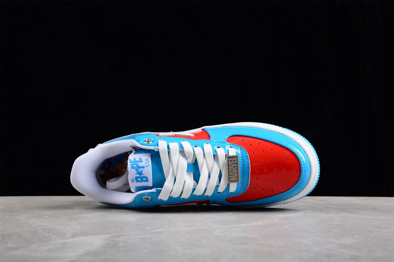 bape sta low top sneakers in blue and red captain america edition bape sta low top sneakers in blue and red captain america edition