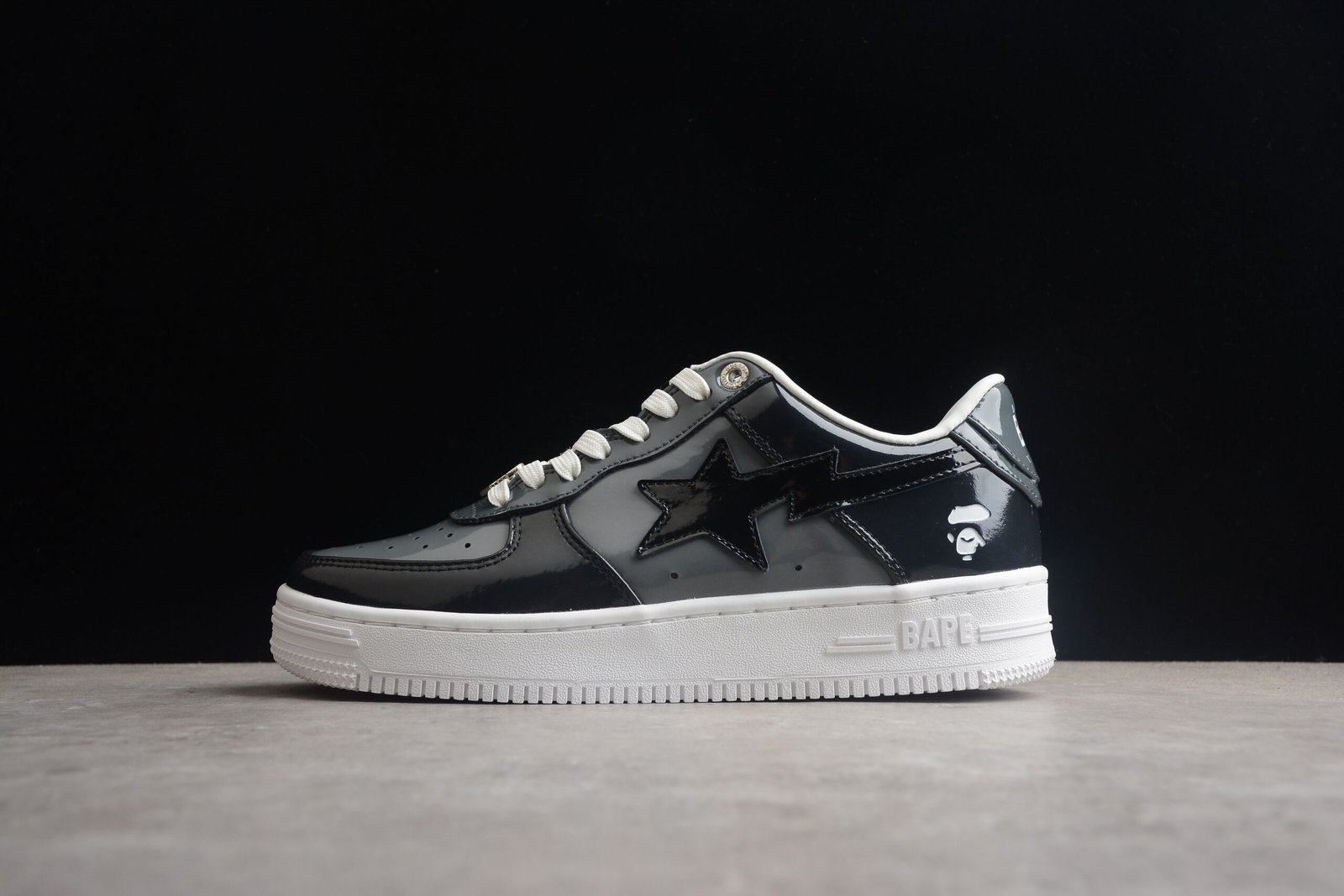 bape sta black patent leather low top sneakers bape sta black patent leather low top sneakers