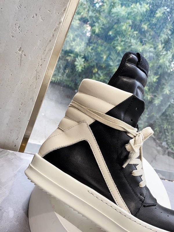 rick owens geobasket sneakers black and cream rick owens geobasket sneakers black and cream