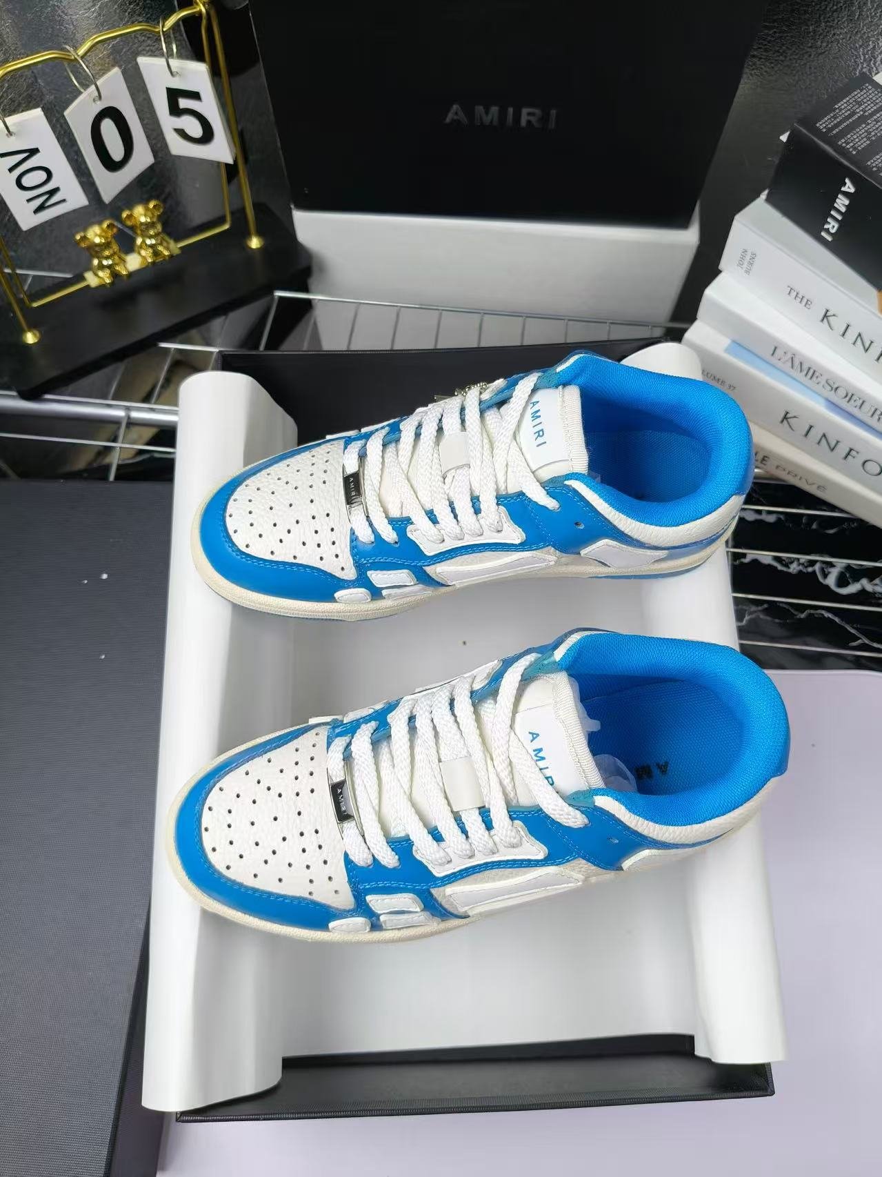 emil’s bone shoe in white/blue: cerulean osteology emil’s bone shoe in white/blue: cerulean osteology