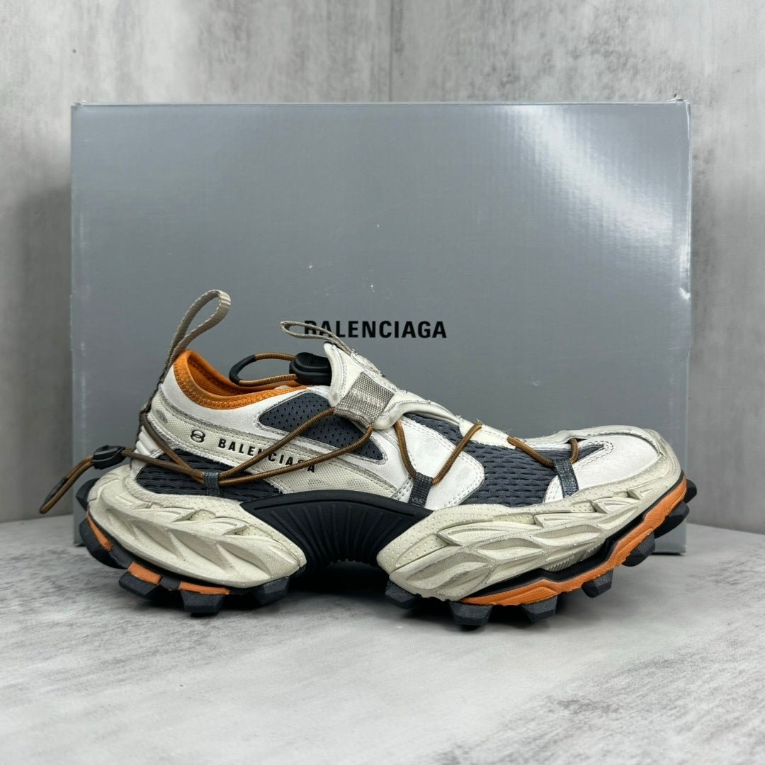 balenciaga hamp tons sneaker in white/black/orange: disruptive contrast balenciaga hamp tons sneaker in white/black/orange: disruptive contrast