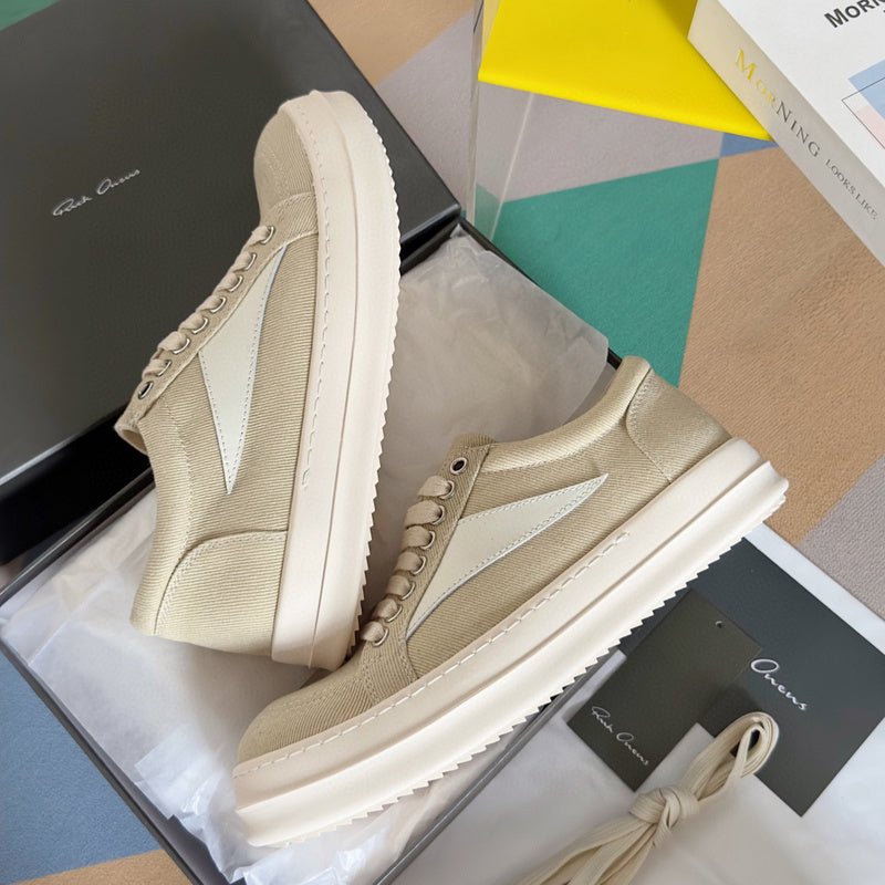 rick owens beige canvas low top sneakers rick owens beige canvas low top sneakers
