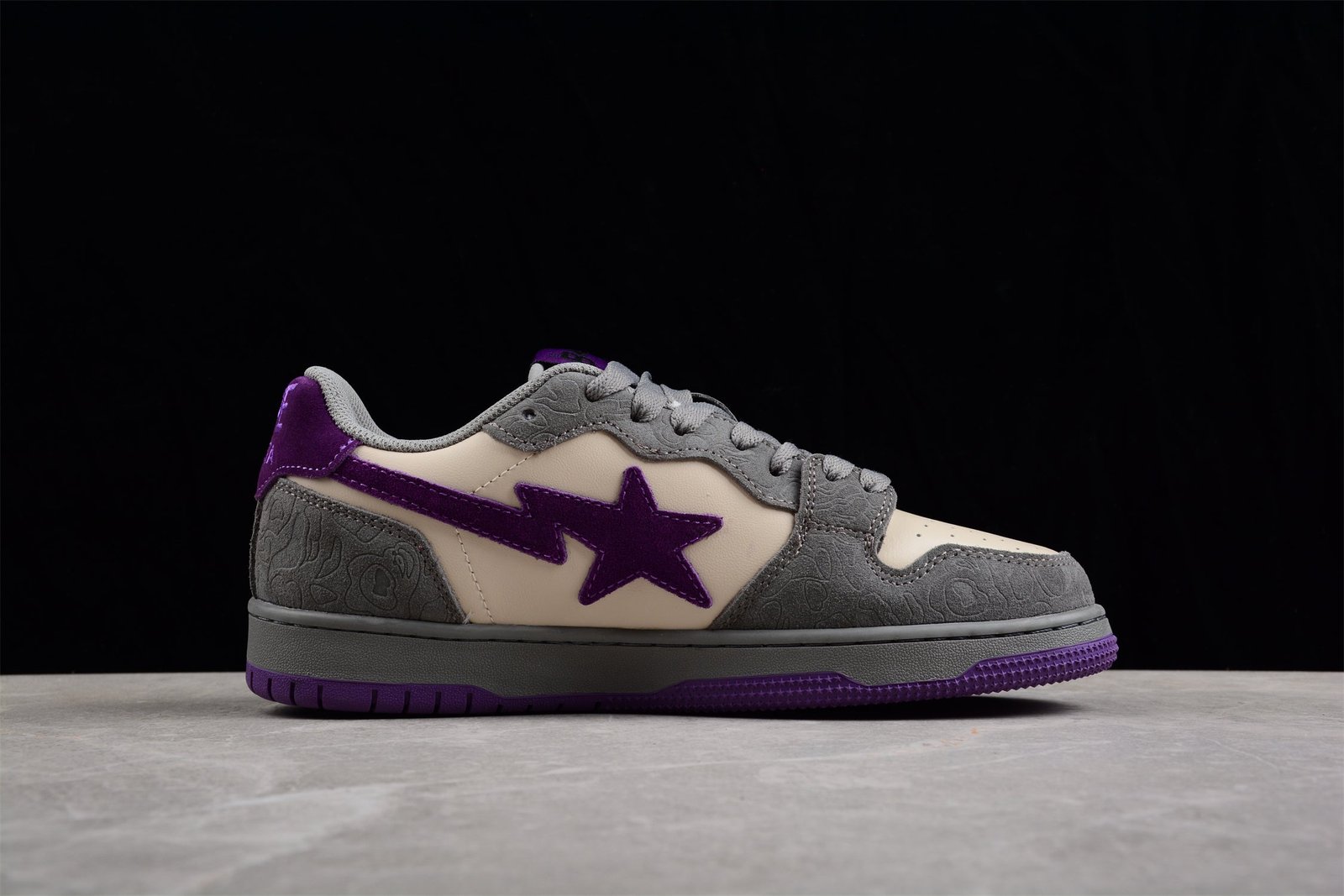 bape sta low top sneakers in grey and purple bape sta low top sneakers in grey and purple