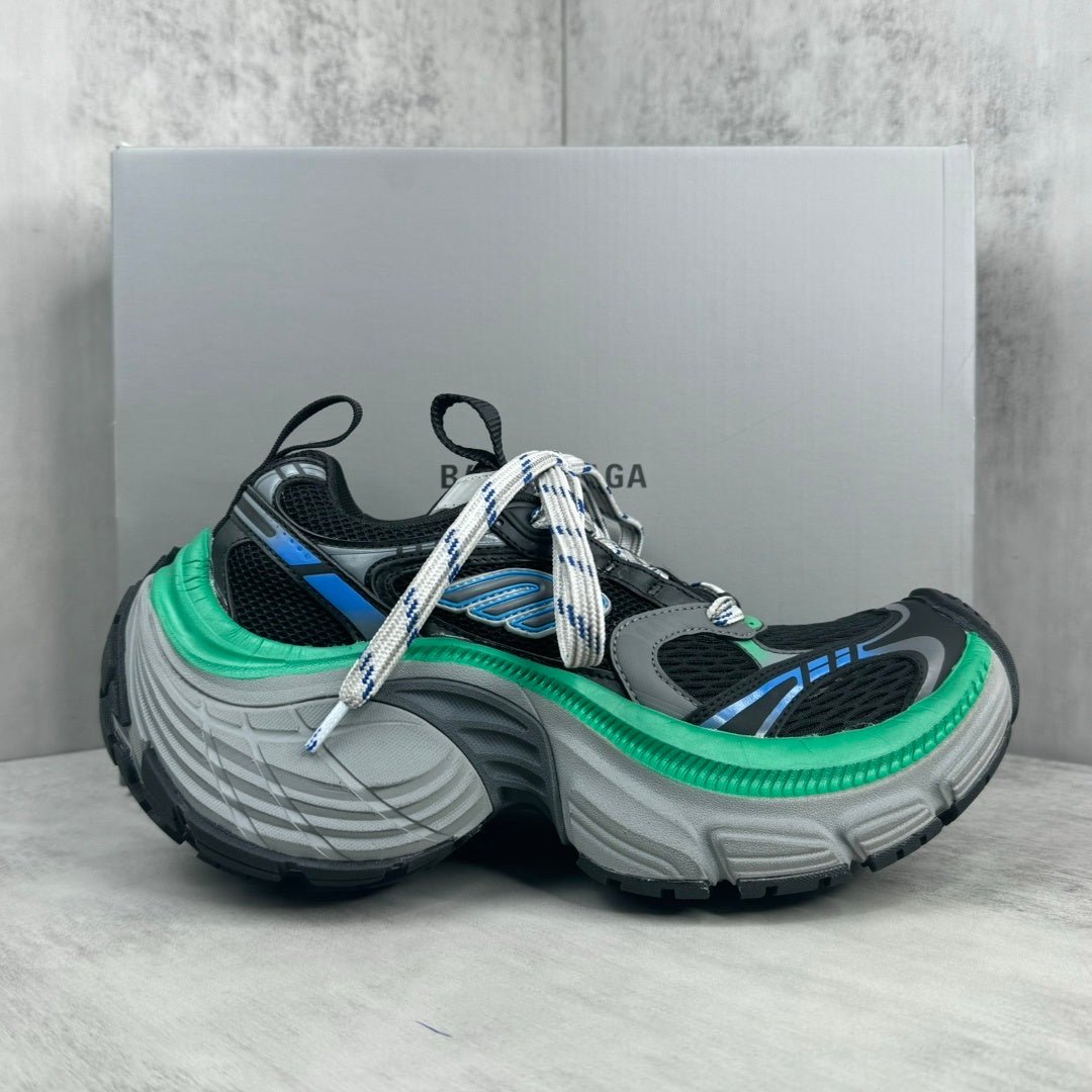 balenciaga 10xl sneaker in black/blue/green: chromatic tectonics balenciaga 10xl sneaker in black/blue/green: chromatic tectonics