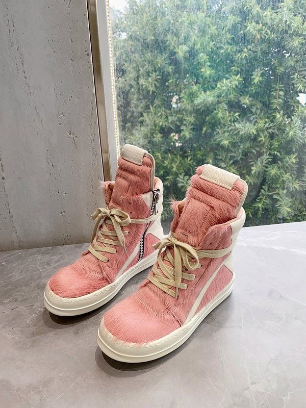 rick owens geobasket sneakers pink pony hair rick owens geobasket sneakers pink pony hair