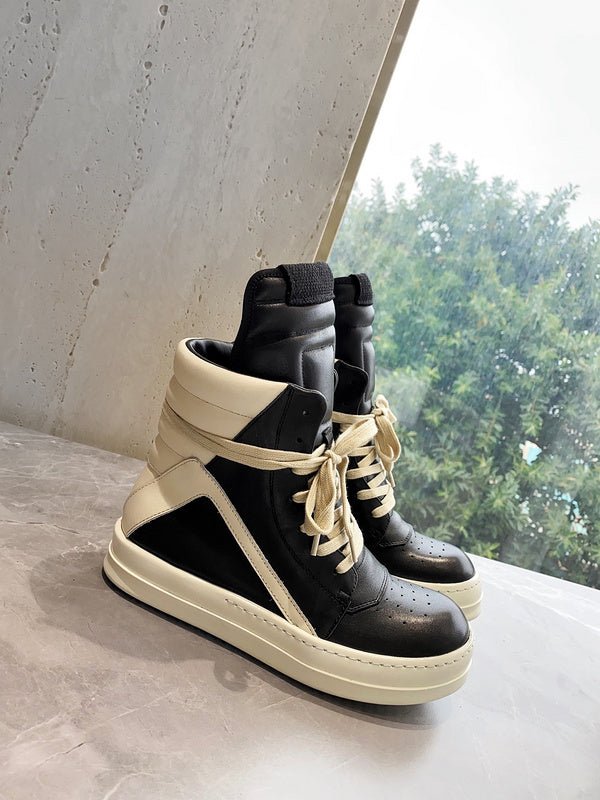 rick owens geobasket sneakers black and cream rick owens geobasket sneakers black and cream