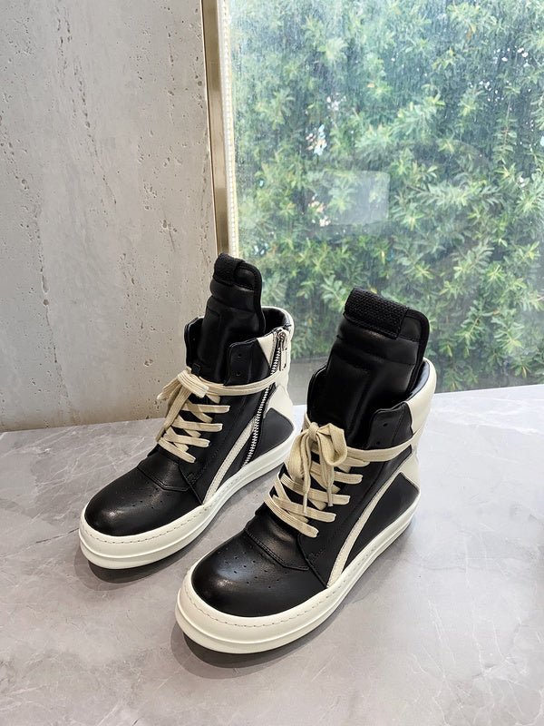 rick owens geobasket sneakers black and cream rick owens geobasket sneakers black and cream