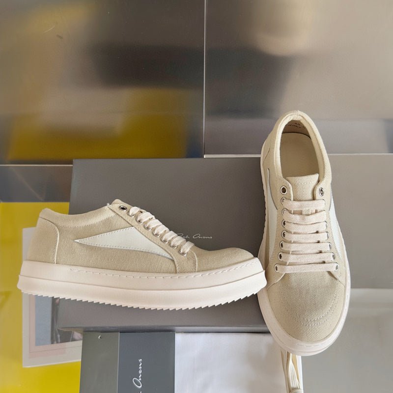 rick owens beige canvas low top sneakers rick owens beige canvas low top sneakers