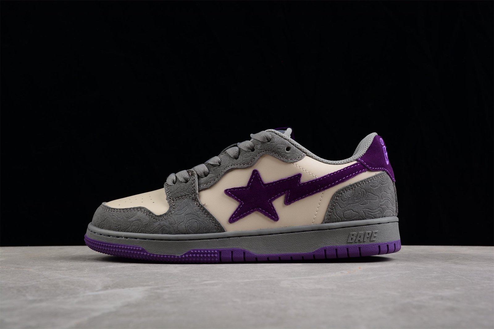 bape sta low top sneakers in grey and purple bape sta low top sneakers in grey and purple