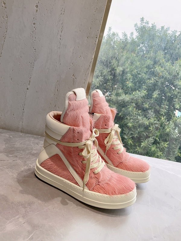 rick owens geobasket sneakers pink pony hair rick owens geobasket sneakers pink pony hair
