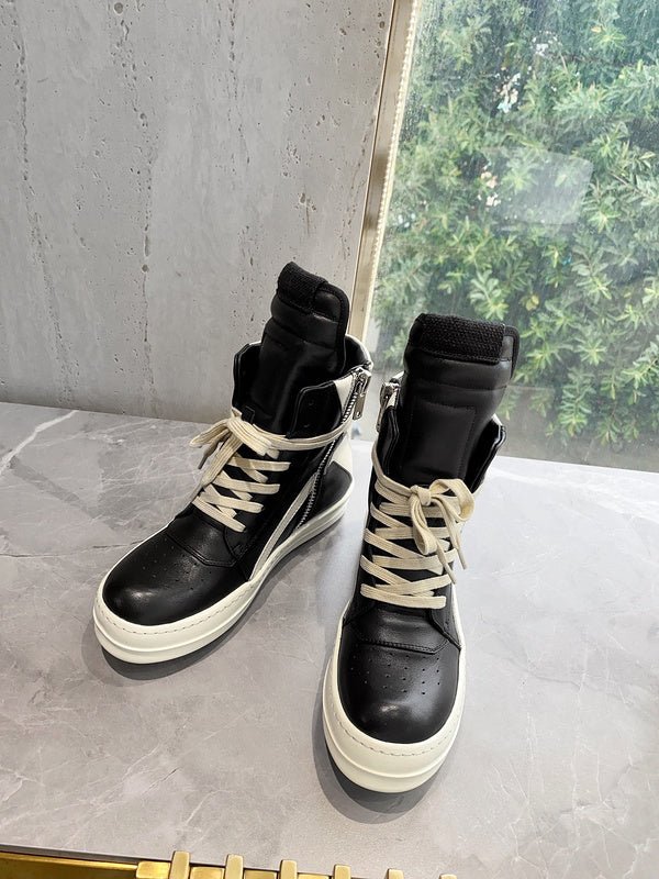 rick owens geobasket sneakers black and cream rick owens geobasket sneakers black and cream