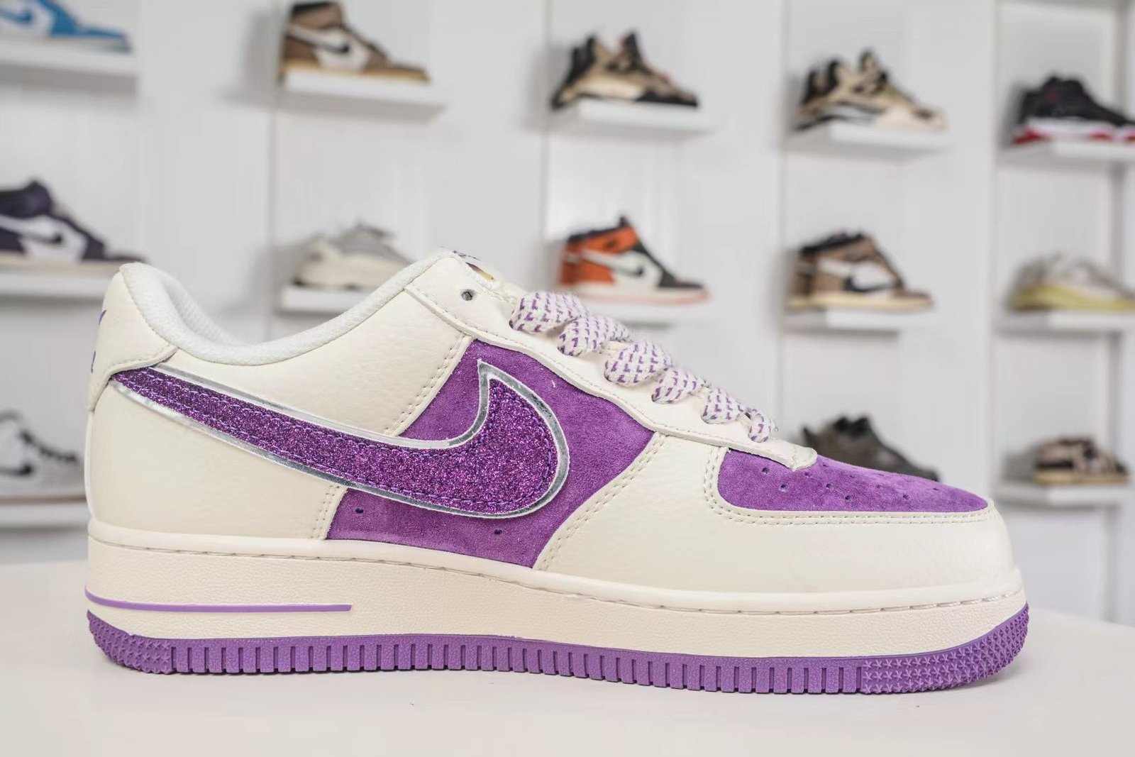 nike air force 1 '07 "glitter swoosh – pink/purple" – sparkling statement nike air force 1 '07 "glitter swoosh – pink/purple" – sparkling statement