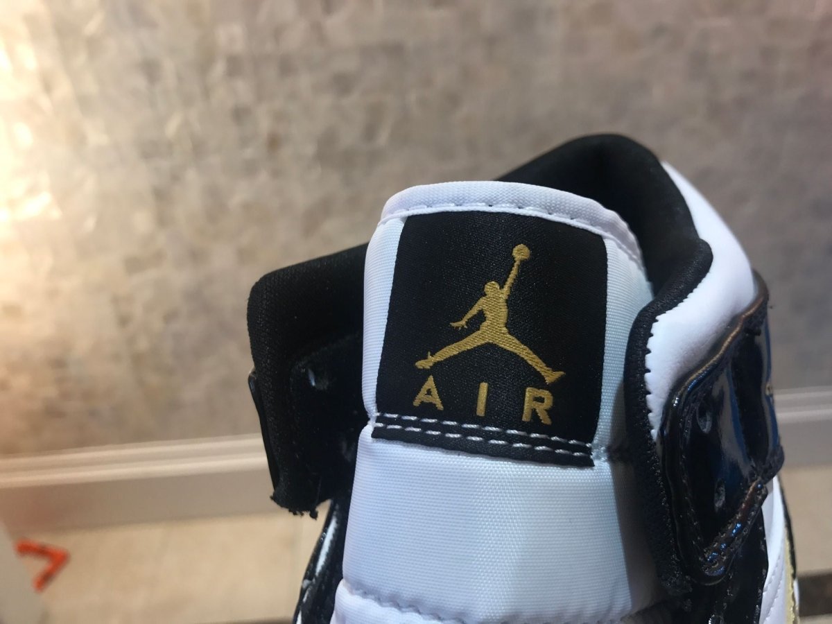 jordan 1 mid x patent black white gold jordan 1 mid x patent black white gold